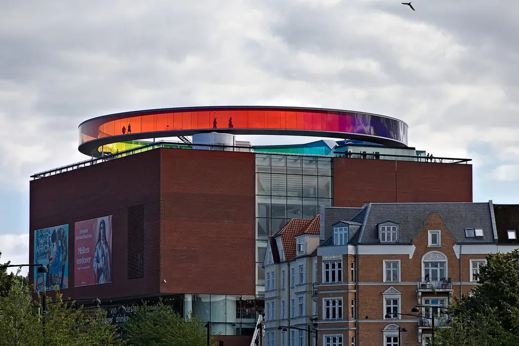 Aarhus: ARoS 2108-0955 Building of ARoS Aarhus Kunstmuseum with "Your Rainbow Panorama" on roof top ARoS Aarhus Kunstmuseum|Self-published work|Files with coordinates m