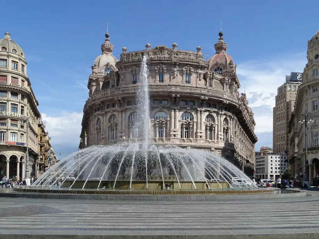 Genoa: Liguria Italy and its well worth a visit to the fascinating city of Genoa, the fountain in the main square incredible and can easily be seen from whichever road