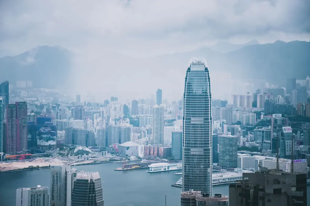 Hong Kong: Panoramic view of Hong Kong's modern skyline featuring iconic skyscrapers and urban architecture.