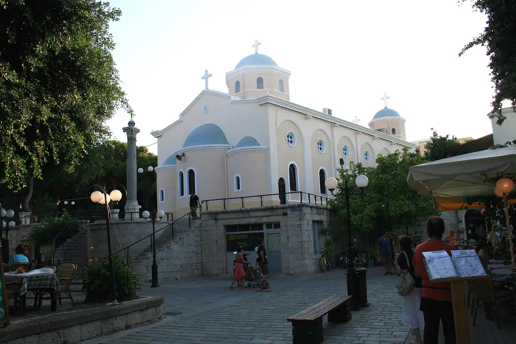 Kos: Kos church 1 Christian church in the centre of town Kos on Kos island , Greece Taken with Canon EOS 400D|Square Saint Paraskevi|Church of Agia Paraskevi (Kos)|S