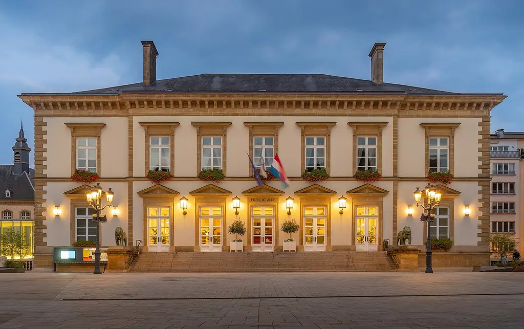 Luxembourg: Luxembourg City Hall (54540726309) Luxembourg City Hall Clouds in Luxembourg|Long exposure photographs of Luxembourg|Blue hour in Luxembourg|Taken with Sony ILC