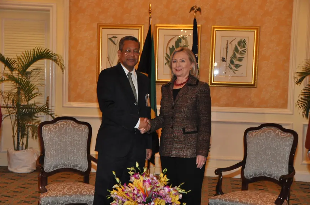 Montego Bay: Secretary Clinton Meets With Jamaican Foreign Minister Baugh U.S. Secretary of State Hillary Rodham Clinton meets with Jamaican Foreign Minister Kenneth Baugh i